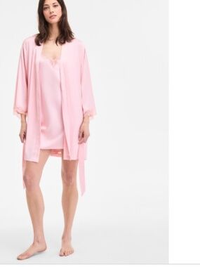 I.n.c. International Concepts Women's Lace-Trim Stretch Satin Robe